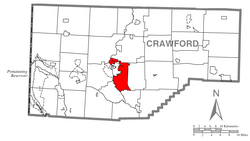 Map of West Mead Township, Crawford County, Pennsylvania Highlighted